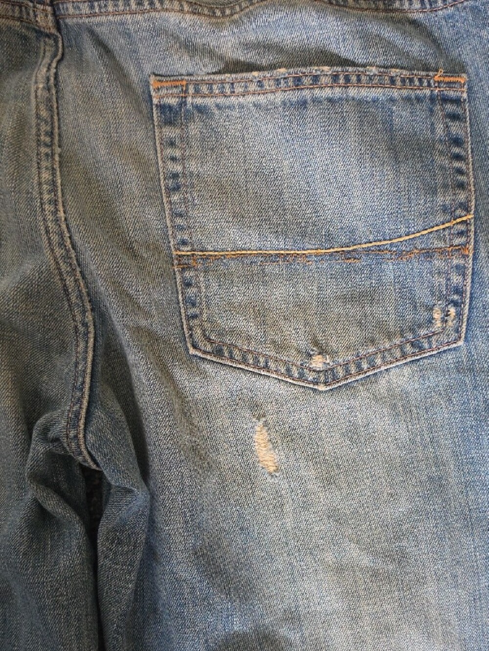 Vintage Y2K Abercrombie & Fitch Distressed Light Blue Straight-Leg Jeans Size 34 - Picture 11 of 14